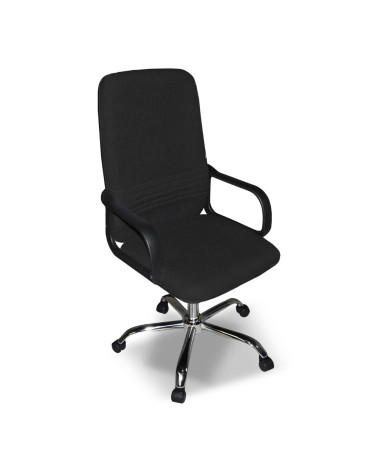 Poltrona da ufficio CR106H in tessuto nero e base cromata
