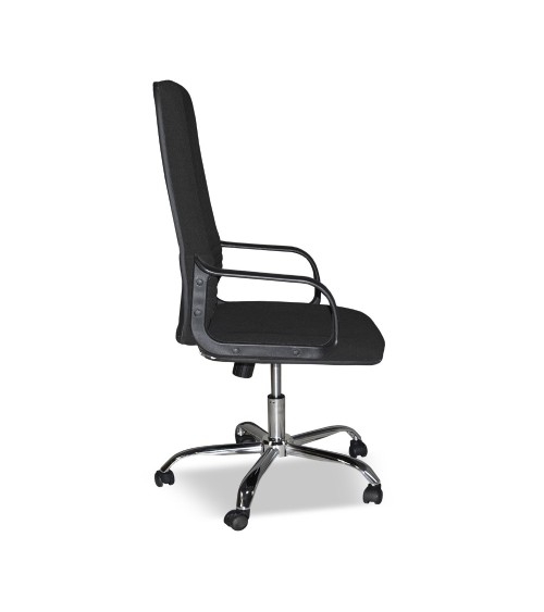 Poltrona da ufficio CR106H in tessuto nero e base cromata