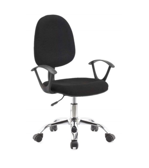 Poltrona da ufficio CR131 in tessuto nero e base cromata
