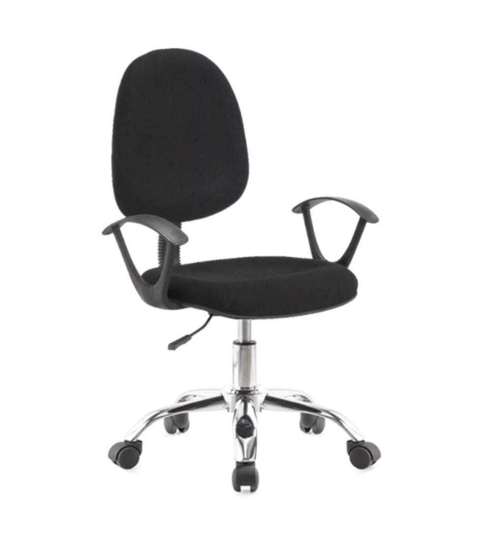 Poltrona da ufficio CR131 in tessuto nero e base cromata