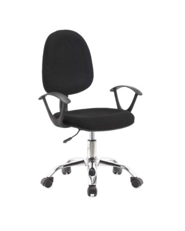 Poltrona da ufficio CR131 in tessuto nero e base cromata