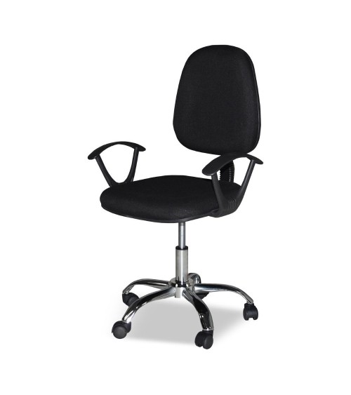Poltrona da ufficio CR131 in tessuto nero e base cromata