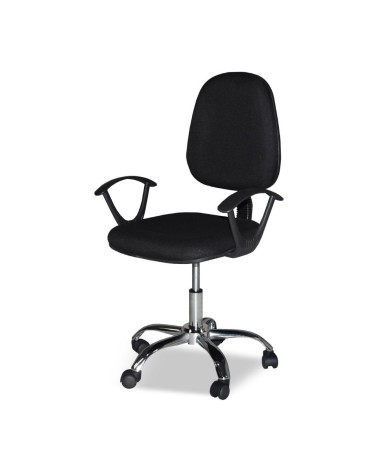 Poltrona da ufficio CR131 in tessuto nero e base cromata