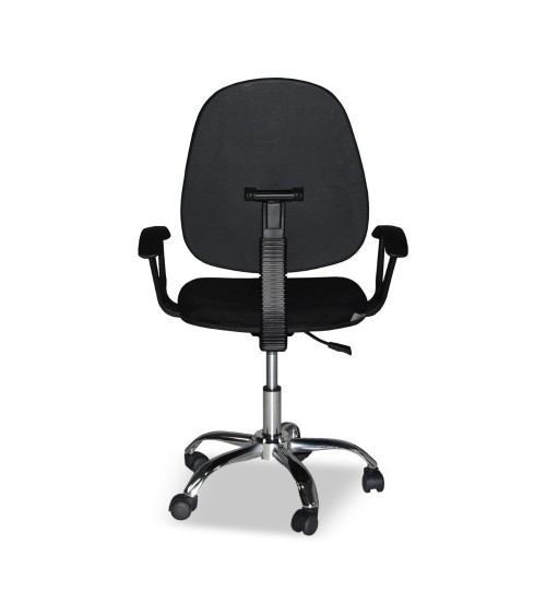 Poltrona da ufficio CR131 in tessuto nero e base cromata