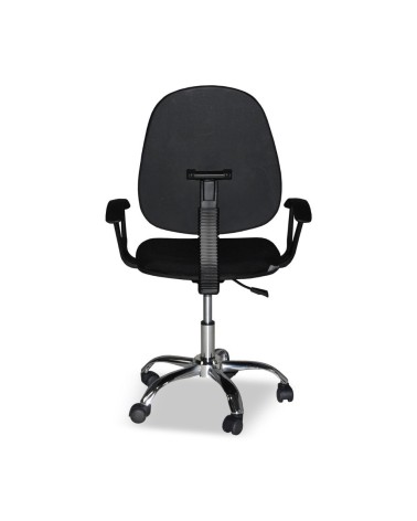 Poltrona da ufficio CR131 in tessuto nero e base cromata