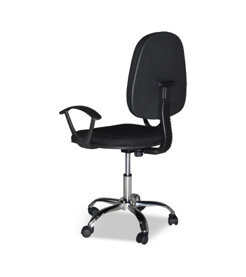 Poltrona da ufficio CR131 in tessuto nero e base cromata