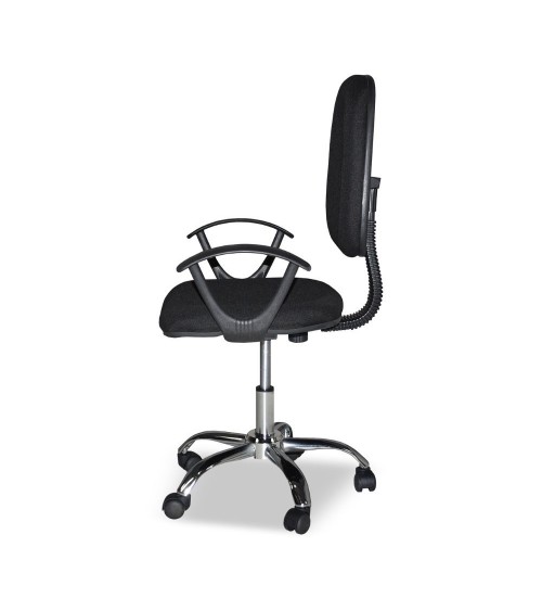 Poltrona da ufficio CR131 in tessuto nero e base cromata