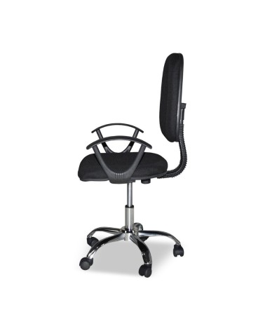 Poltrona da ufficio CR131 in tessuto nero e base cromata