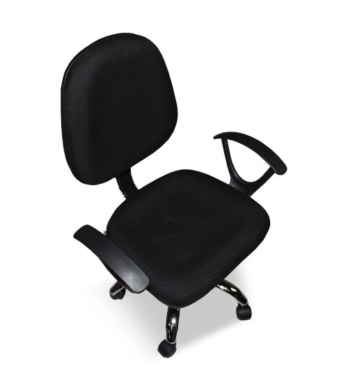 Poltrona da ufficio CR131 in tessuto nero e base cromata