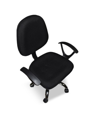 Poltrona da ufficio CR131 in tessuto nero e base cromata