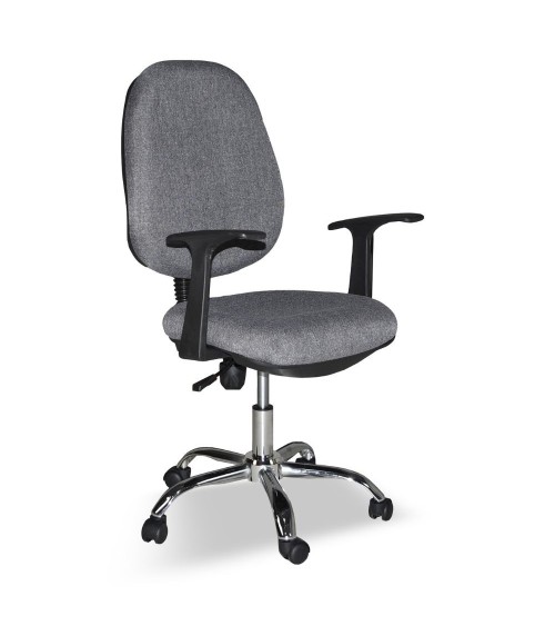 Poltrona da ufficio CR415 tessuto grigio con base cromata
