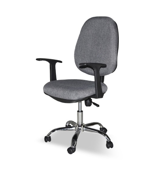Poltrona da ufficio CR415 tessuto grigio con base cromata