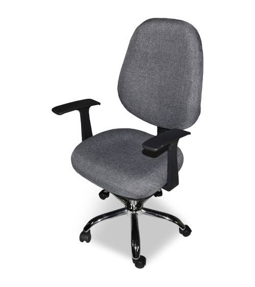 Poltrona da ufficio CR415 tessuto grigio con base cromata