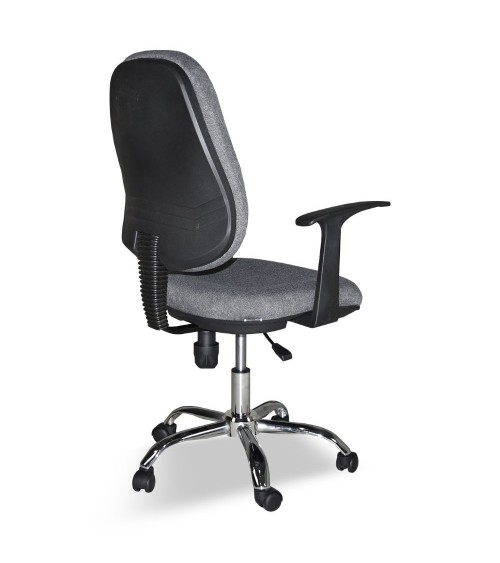Poltrona da ufficio CR415 tessuto grigio con base cromata