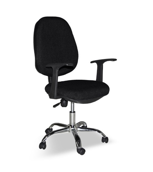 Poltrona da ufficio CR415 tessuto nero con base cromata