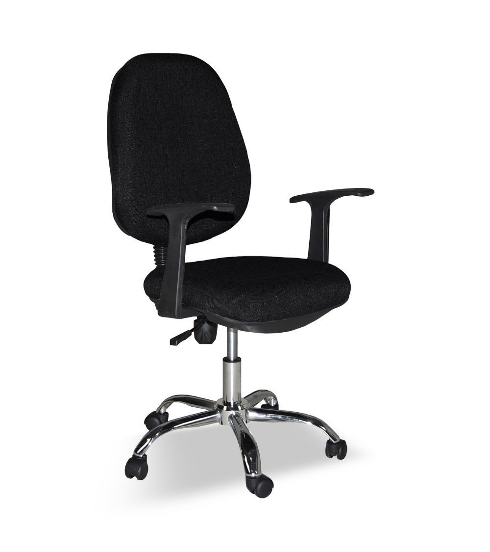 Poltrona da ufficio CR415 tessuto nero con base cromata