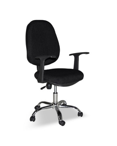 Poltrona da ufficio CR415 tessuto nero con base cromata