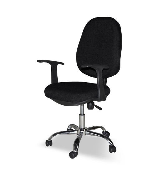 Poltrona da ufficio CR415 tessuto nero con base cromata