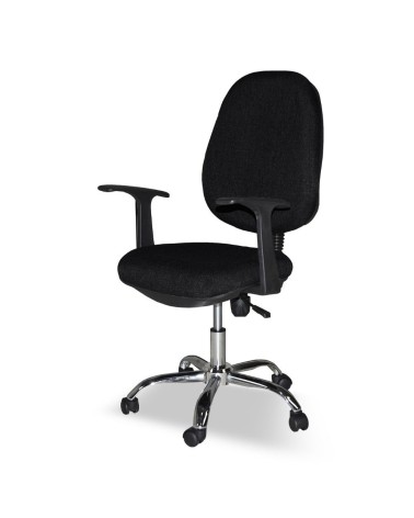Poltrona da ufficio CR415 tessuto nero con base cromata