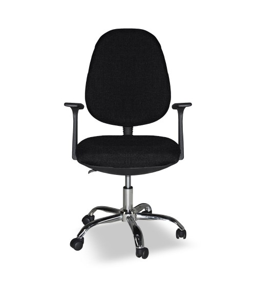 Poltrona da ufficio CR415 tessuto nero con base cromata