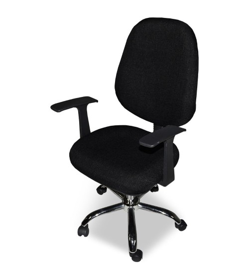 Poltrona da ufficio CR415 tessuto nero con base cromata