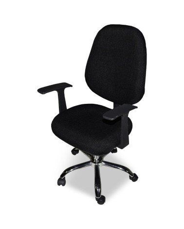 Poltrona da ufficio CR415 tessuto nero con base cromata
