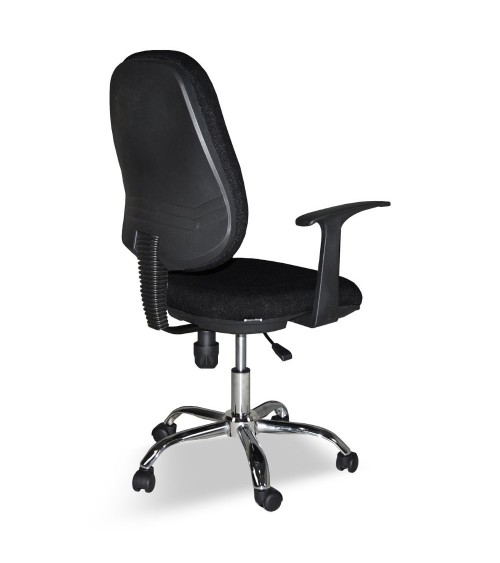 Poltrona da ufficio CR415 tessuto nero con base cromata