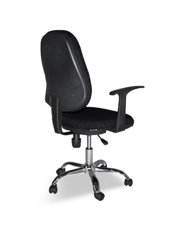 Poltrona da ufficio CR415 tessuto nero con base cromata