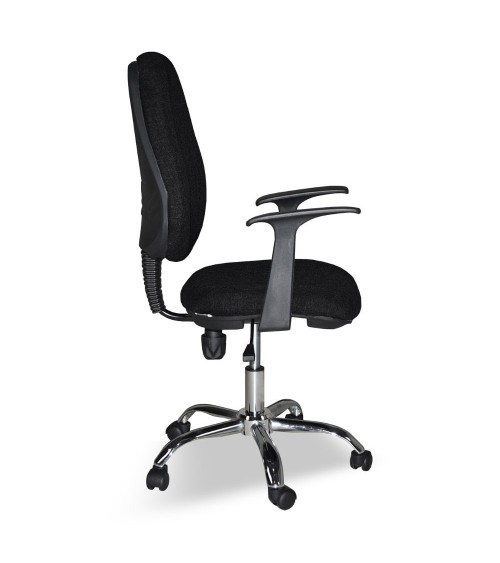 Poltrona da ufficio CR415 tessuto nero con base cromata