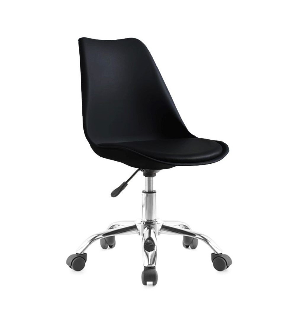 Poltrona da ufficio LC719 in plastica colore nero con base cromata