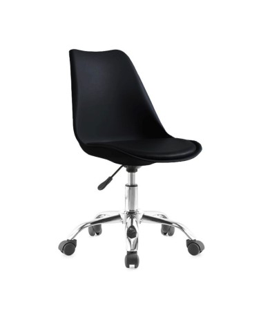 Poltrona da ufficio LC719 in plastica colore nero con base cromata