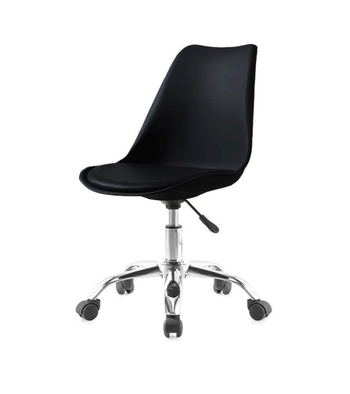 Poltrona da ufficio LC719 in plastica colore nero con base cromata