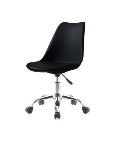 Poltrona da ufficio LC719 in plastica colore nero con base cromata