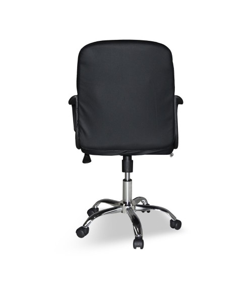 Poltrona da ufficio PC116P in ecopelle nero e base cromata