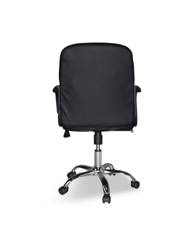 Poltrona da ufficio PC116P in ecopelle nero e base cromata