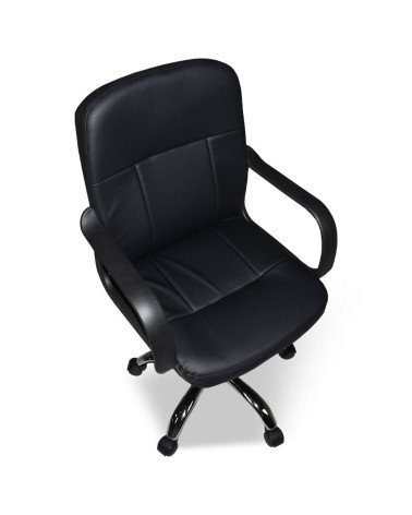 Poltrona da ufficio PC116P in ecopelle nero e base cromata