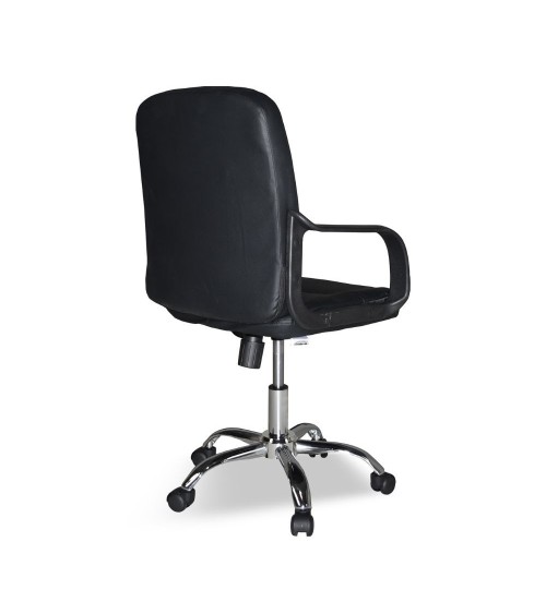 Poltrona da ufficio PC116P in ecopelle nero e base cromata
