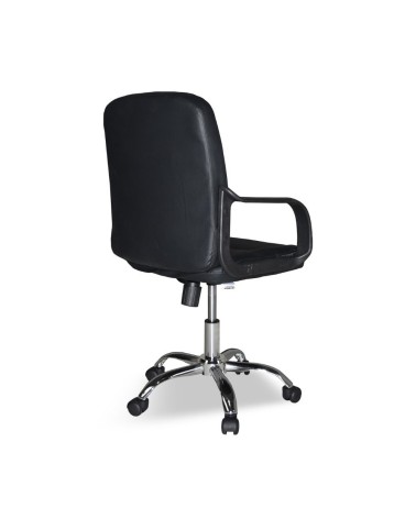 Poltrona da ufficio PC116P in ecopelle nero e base cromata