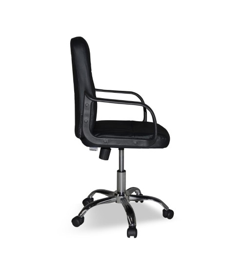 Poltrona da ufficio PC116P in ecopelle nero e base cromata