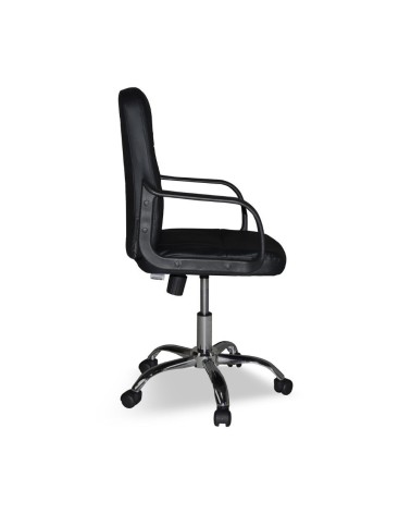 Poltrona da ufficio PC116P in ecopelle nero e base cromata