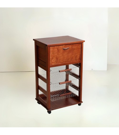 Carrello Vesuvio portapane ciliegio con piano in legno