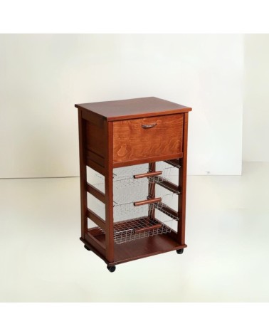 Carrello Vesuvio portapane ciliegio con piano in legno