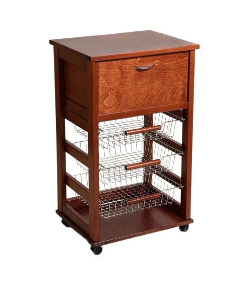 Carrello Vesuvio portapane ciliegio con piano in legno