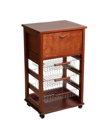 Carrello Vesuvio portapane ciliegio con piano in legno