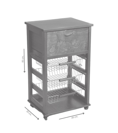 Carrello Vesuvio portapane ciliegio con piano in legno