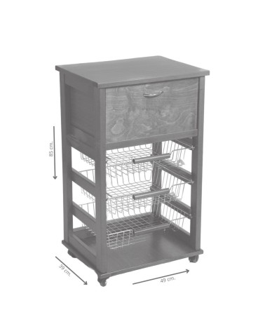Carrello Vesuvio portapane ciliegio con piano in legno