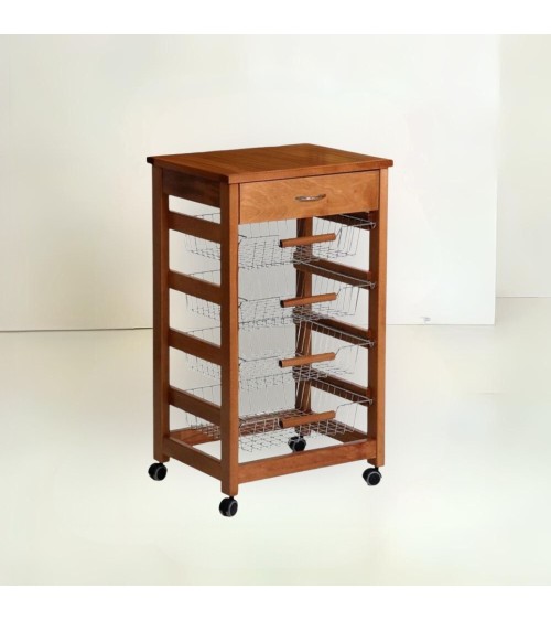 Carrello Vesuvio con cassetto senza base con piano in legno rovere