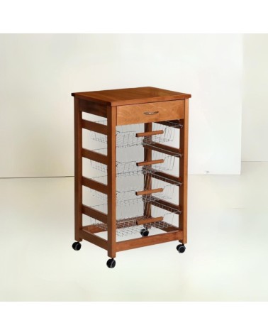 Carrello Vesuvio con cassetto senza base con piano in legno rovere