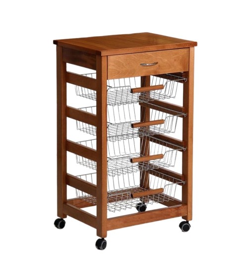 Carrello Vesuvio con cassetto senza base con piano in legno rovere