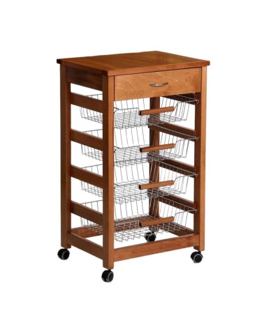 Carrello Vesuvio con cassetto senza base con piano in legno rovere